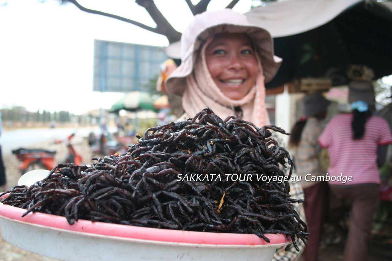 Une marchande de mygales frites à Skun