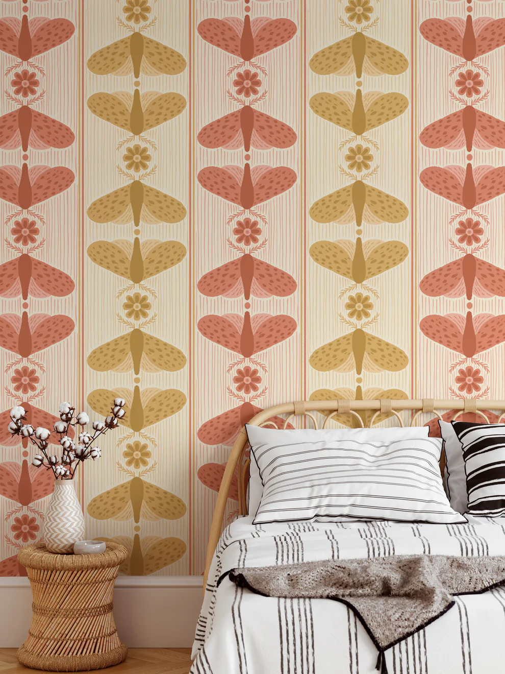 Moth Stripe Wallpaper