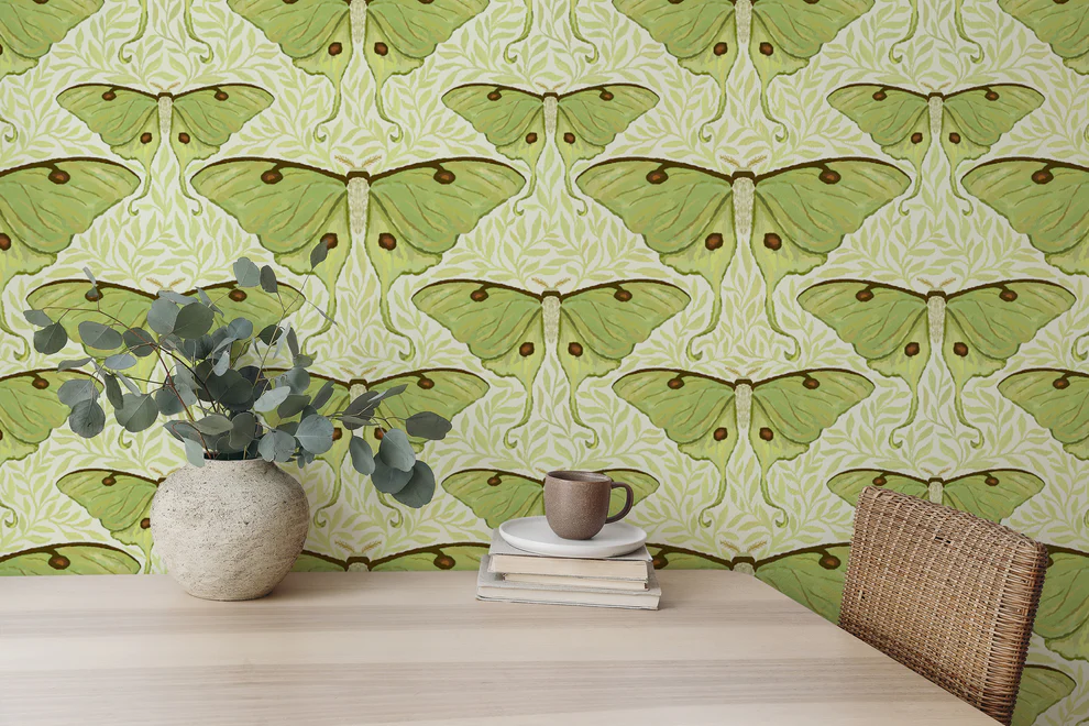 Luna Moth and Leaves Wallpaper for Walls