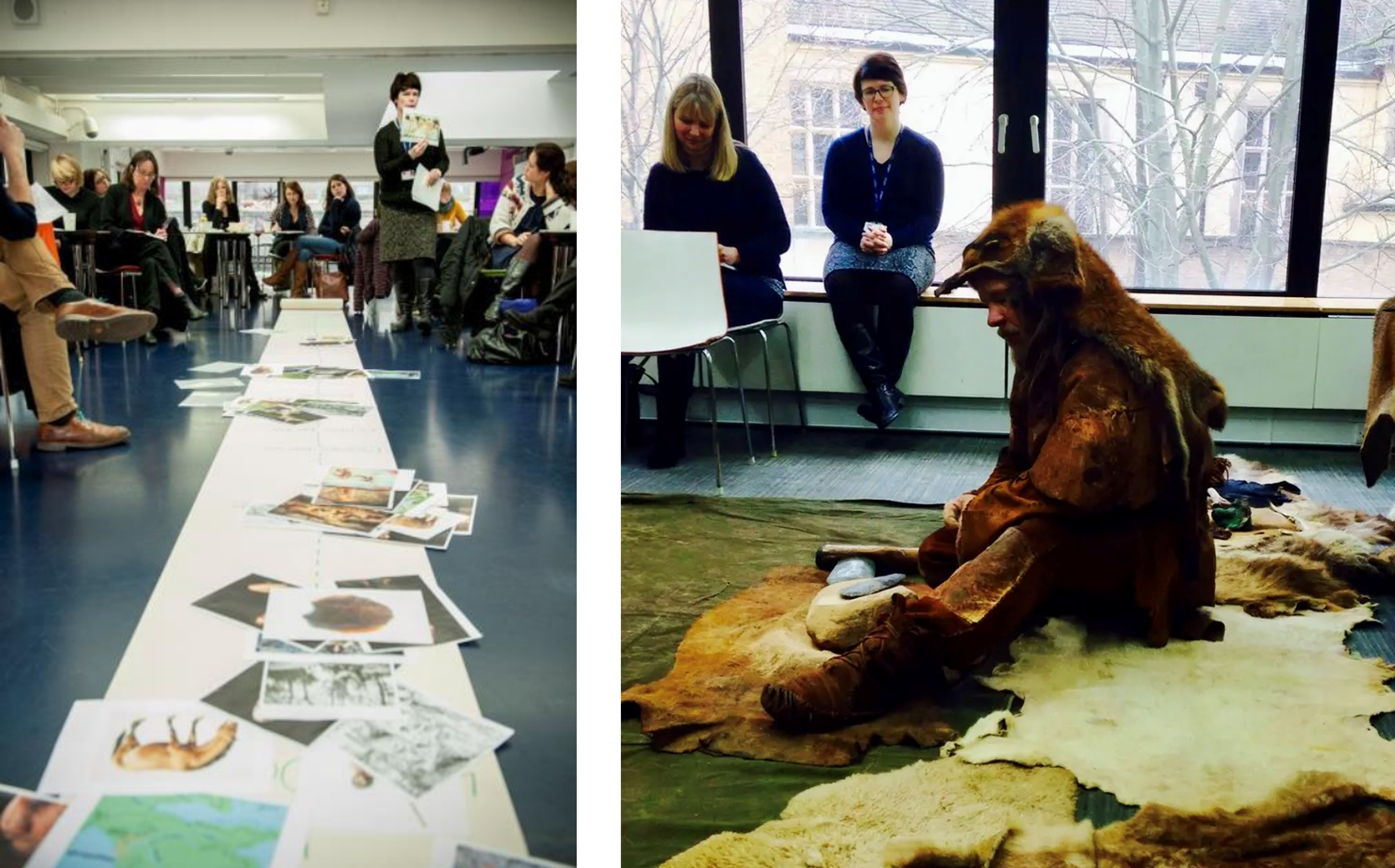 Composite image showing examples from teacher training sessions on prehistoric london