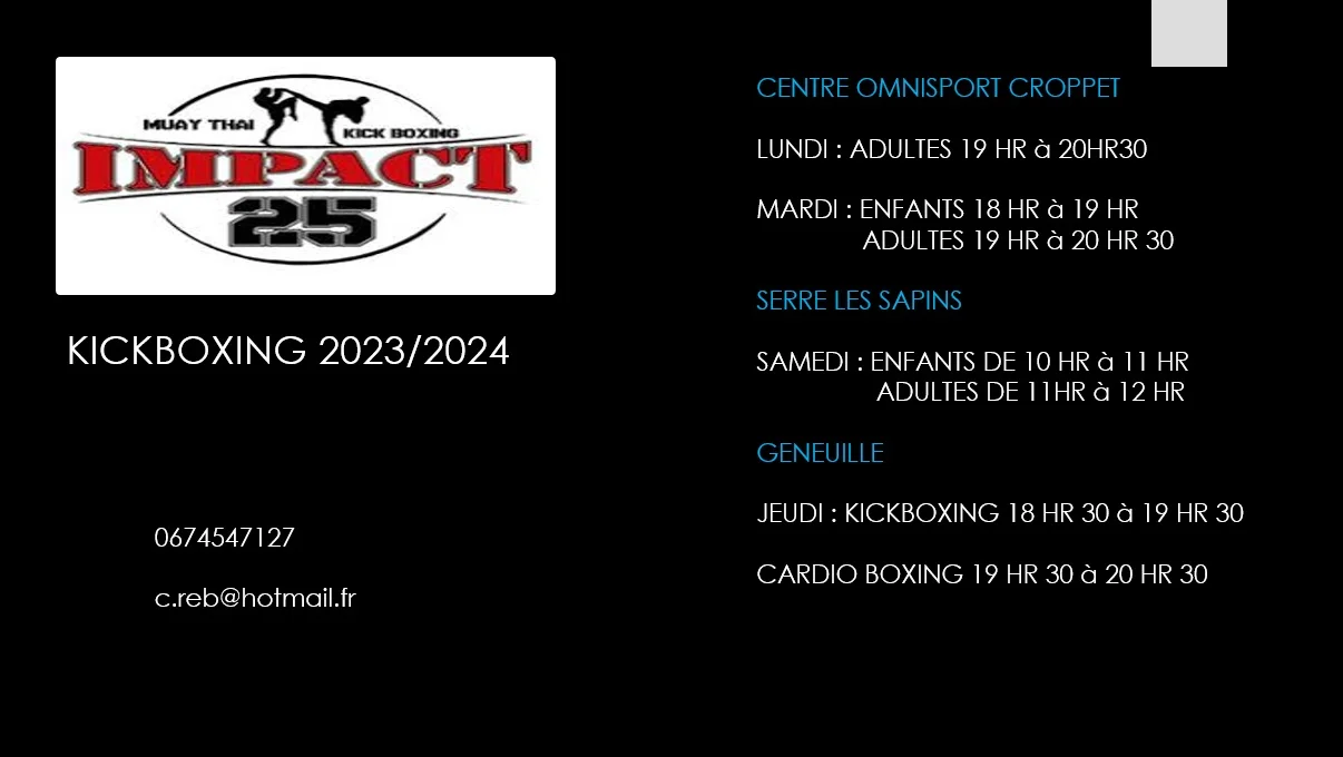 planning des cours kickboxing besançon