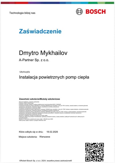 Zaświadczenie Bosch