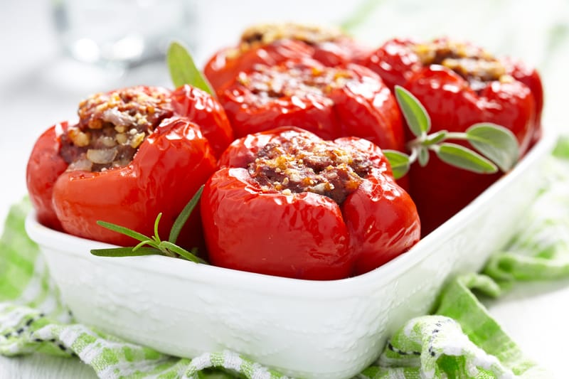 BEEF STUFFED PEPPERS AND TOMATOS