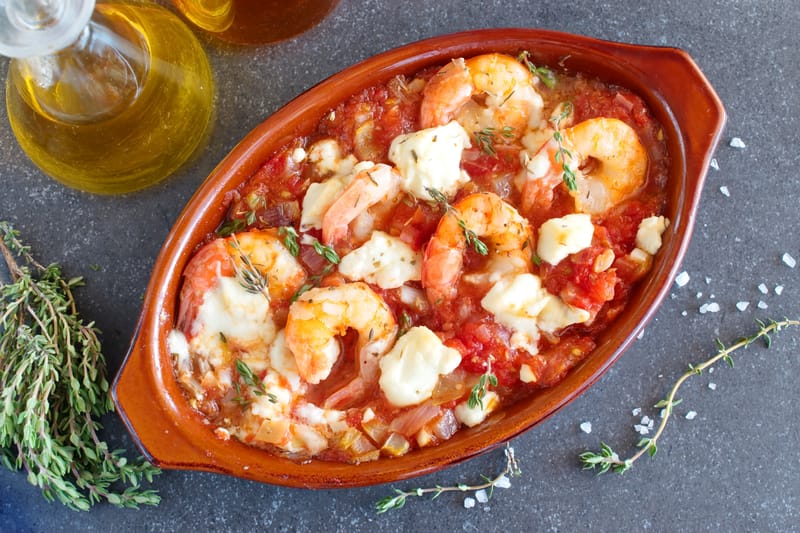 SHRIMPS WITH FETA CHEESE