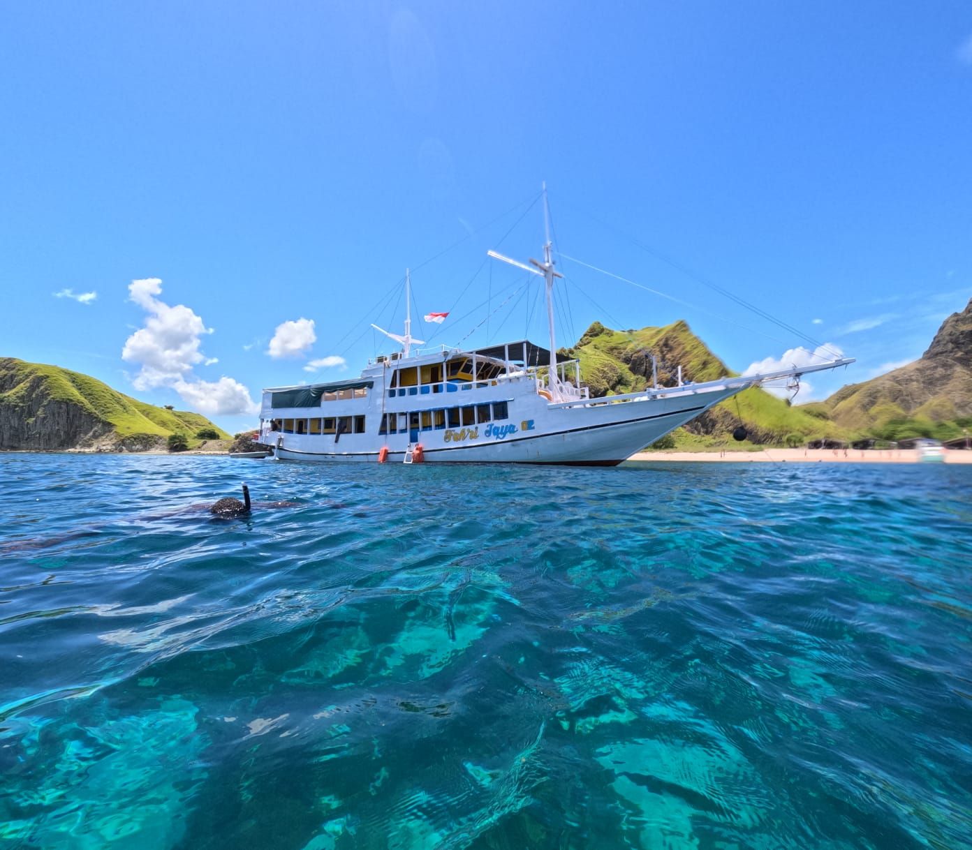 boat anchoring during trip from lombok to flores