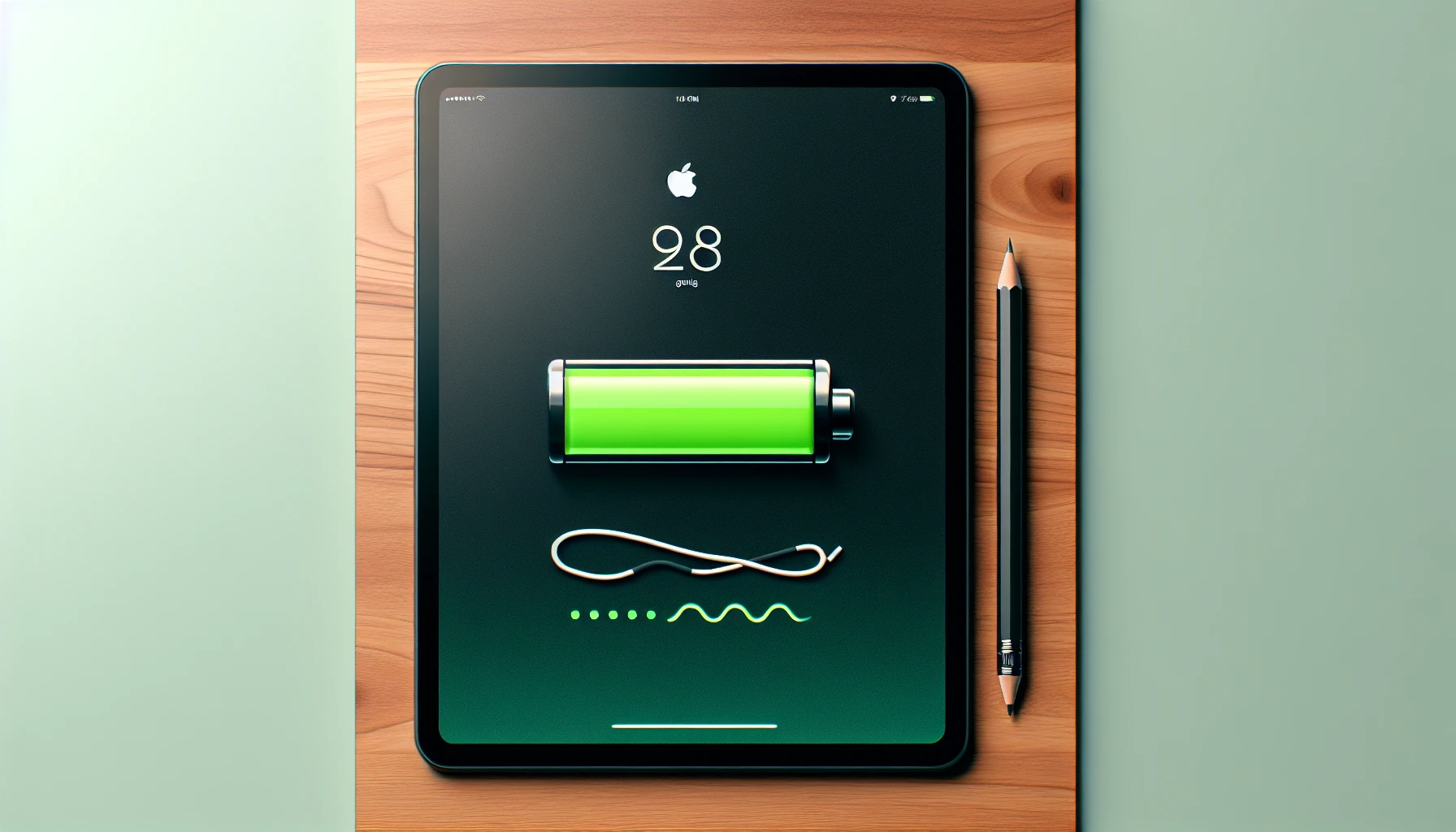 iPad screen showing the battery widget