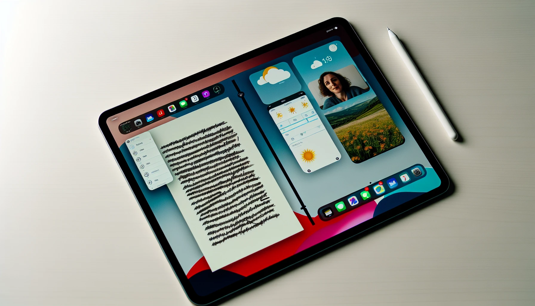 iPad Pro displaying three apps at once in split view mode