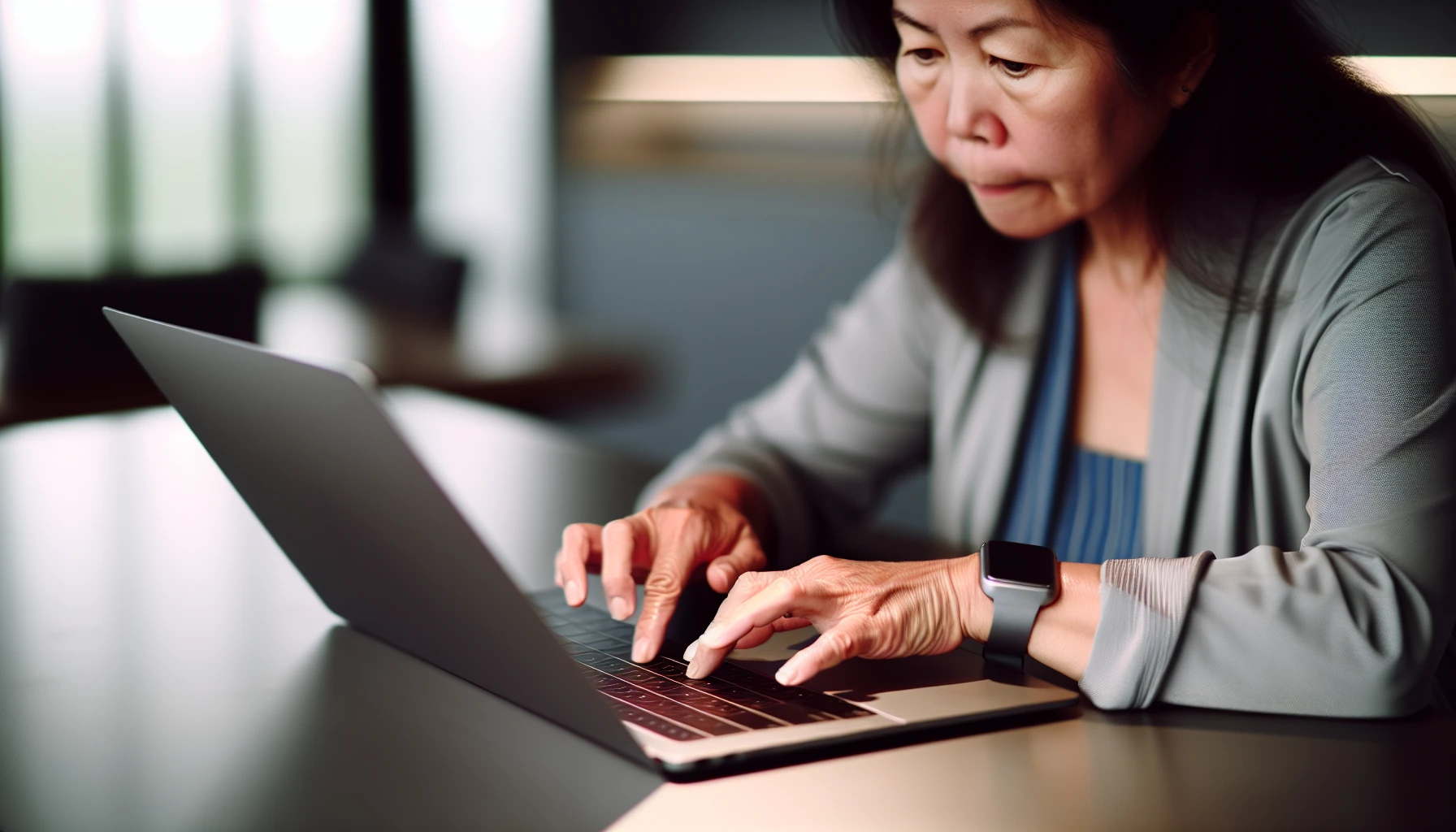 Person typing on laptop keyboard