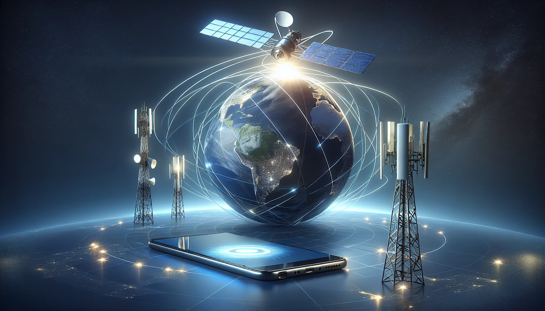 Illustration of GPS satellites and cell tower triangulation