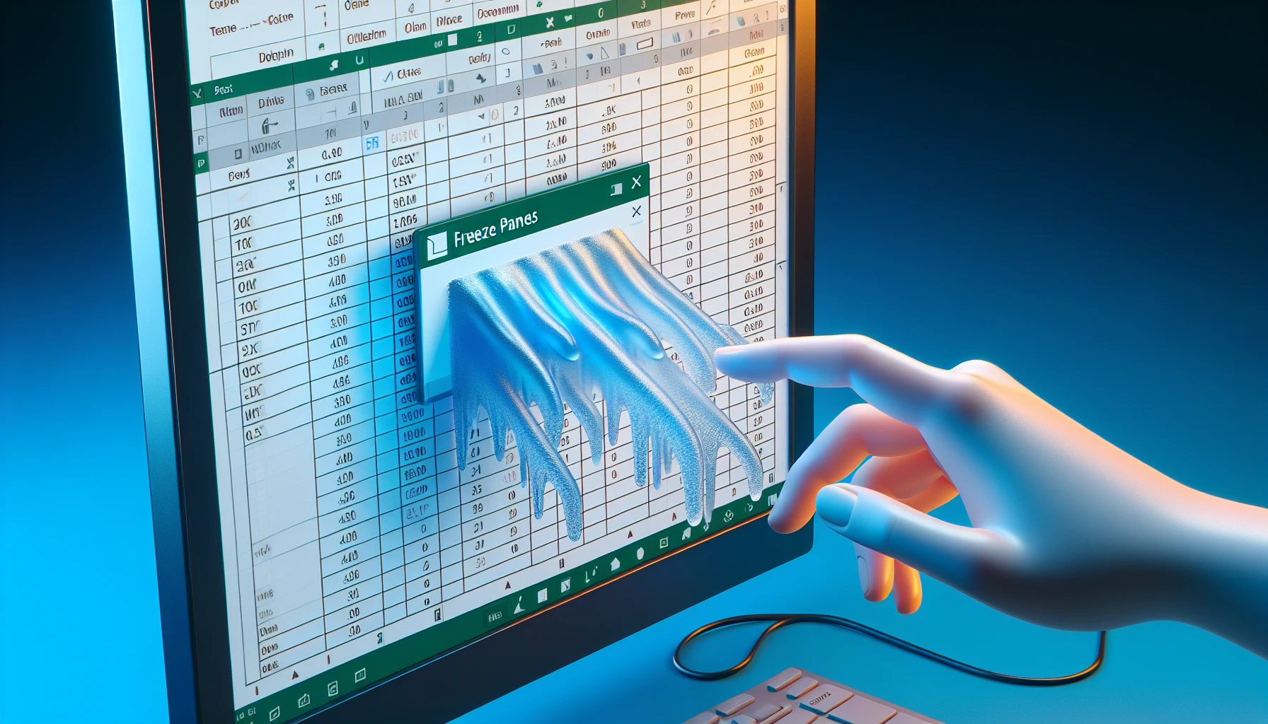 Illustration of freezing rows in Excel