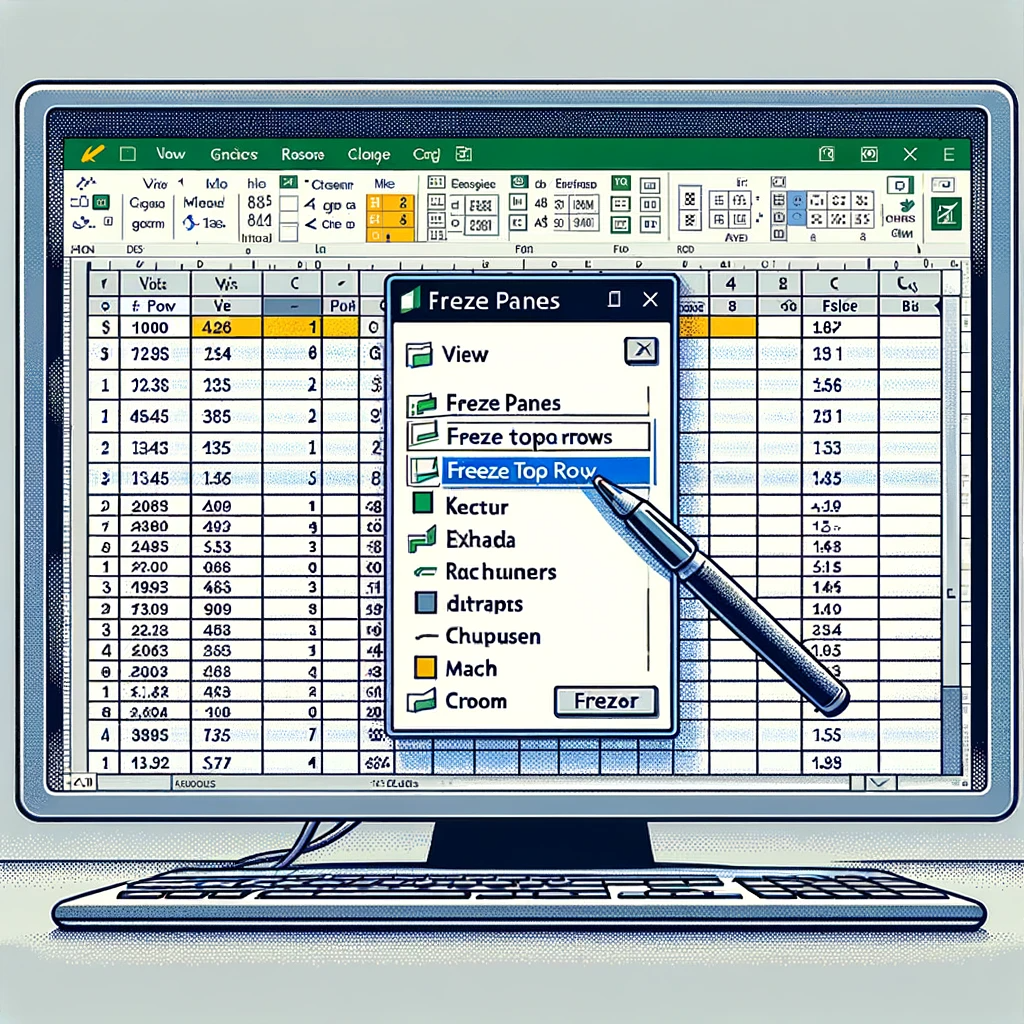 Illustration of freezing the top row in Excel