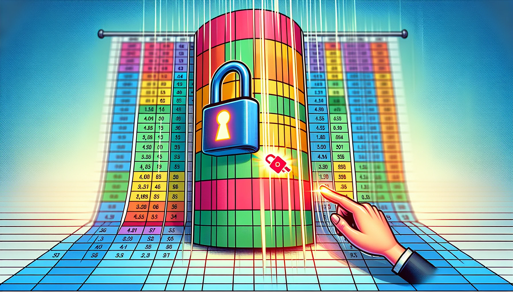 Illustration of locking the first column in Excel