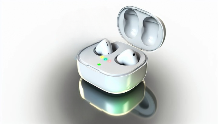 AirPods case with status light indicating battery level