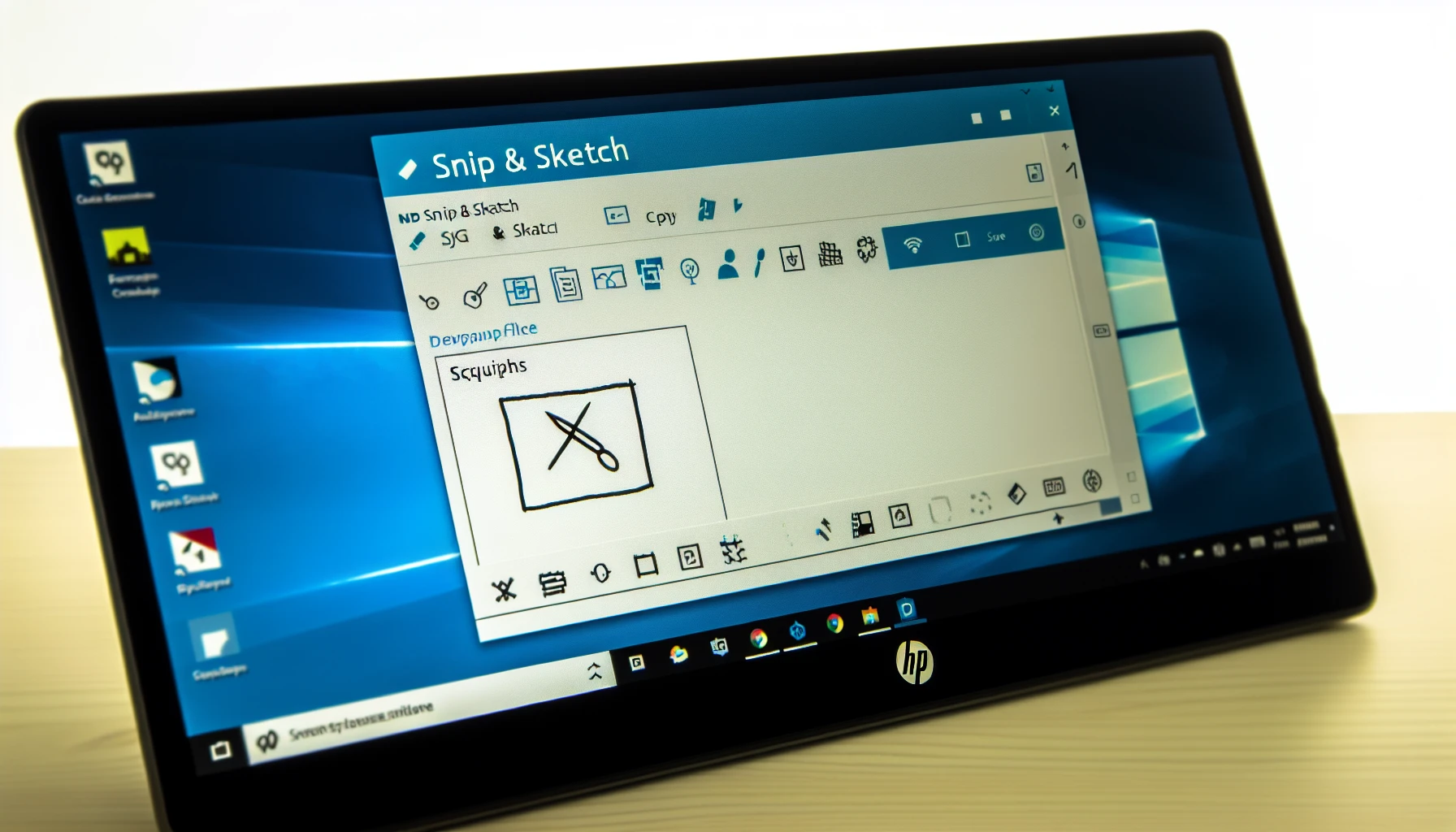 Screenshot of the Snip & Sketch app interface on an HP device