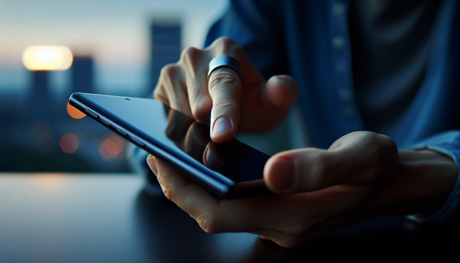 Person holding iPhone 12 while pressing the side button and volume button simultaneously