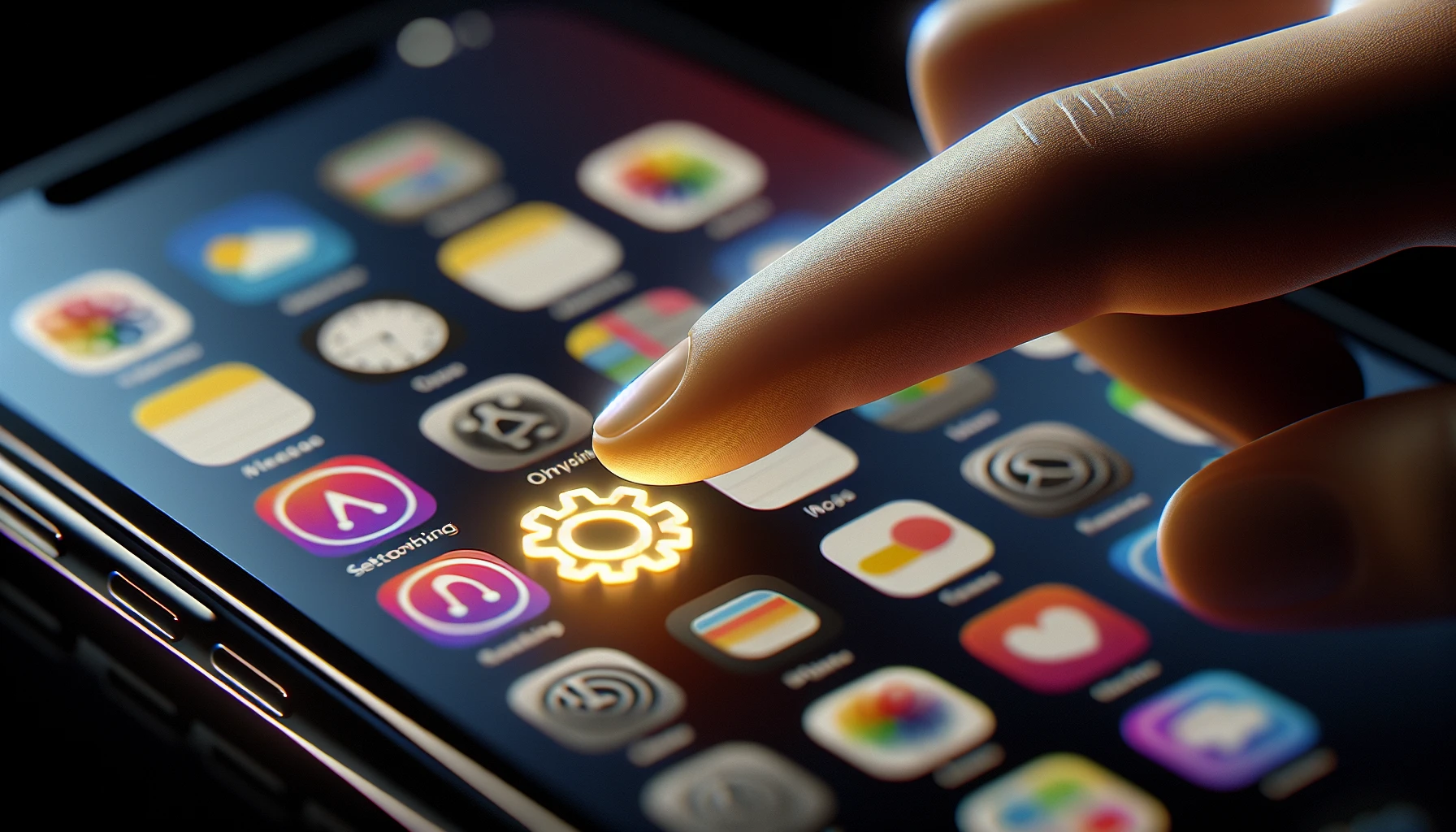 iPhone with settings icon on the screen