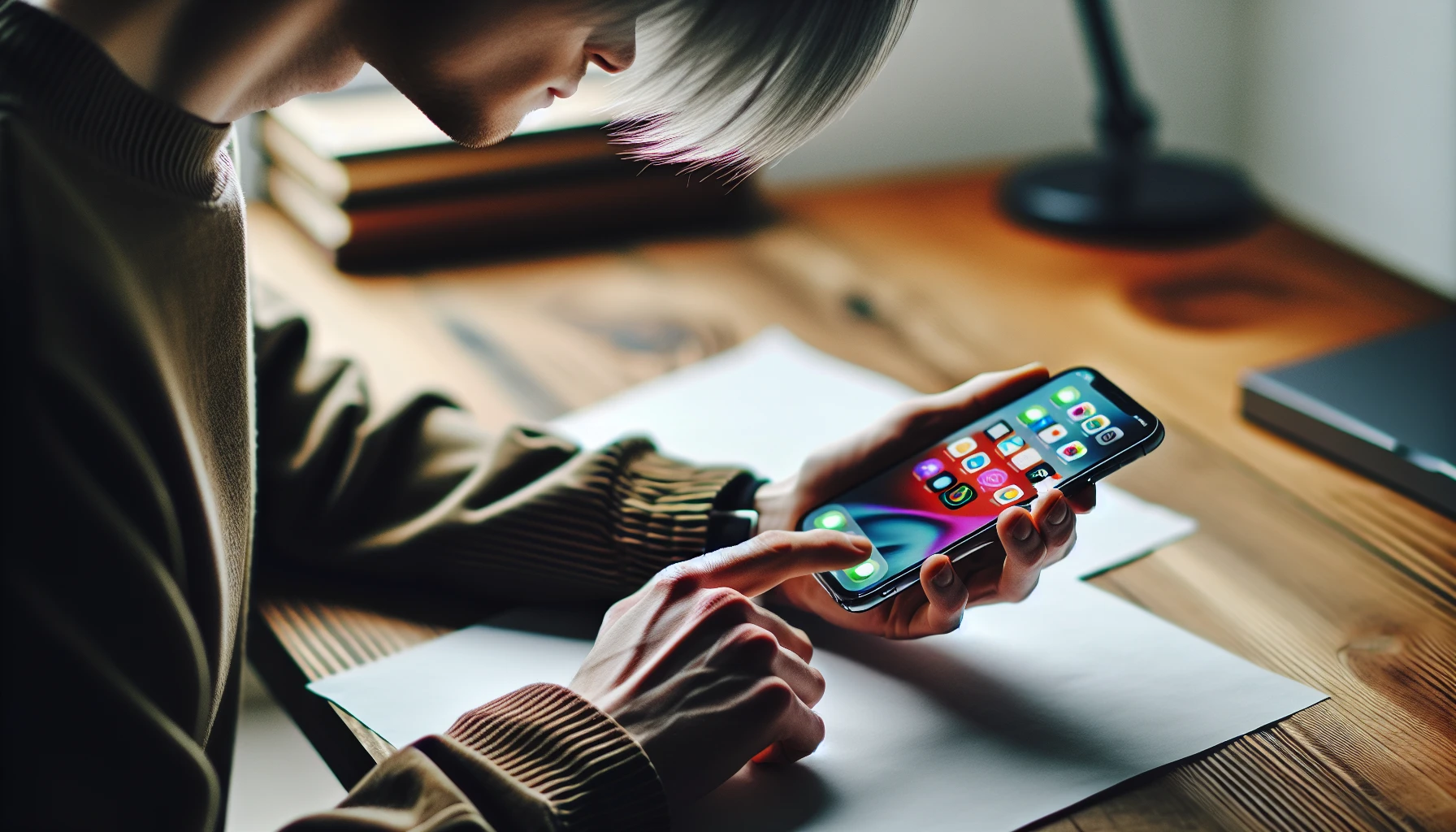 Person using iPhone to scan a document