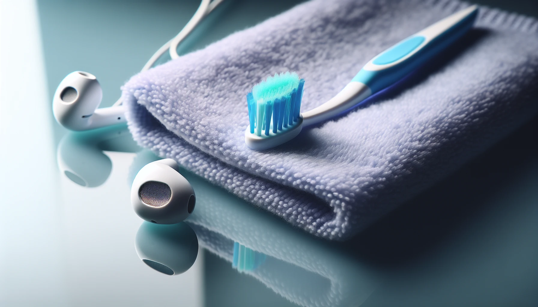 Soft bristled toothbrush and lint-free cloth for cleaning AirPods