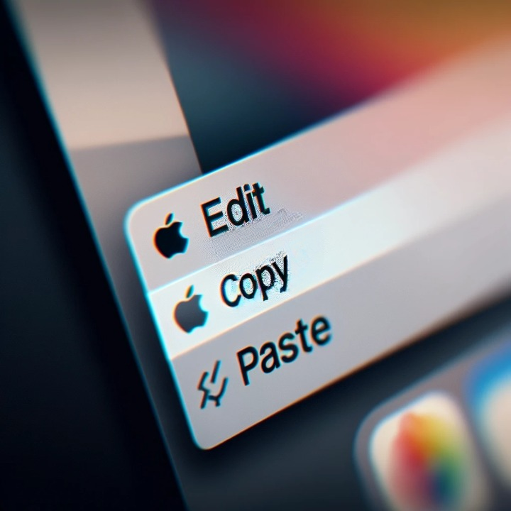 Menu bar with edit options for copy and paste on a Mac