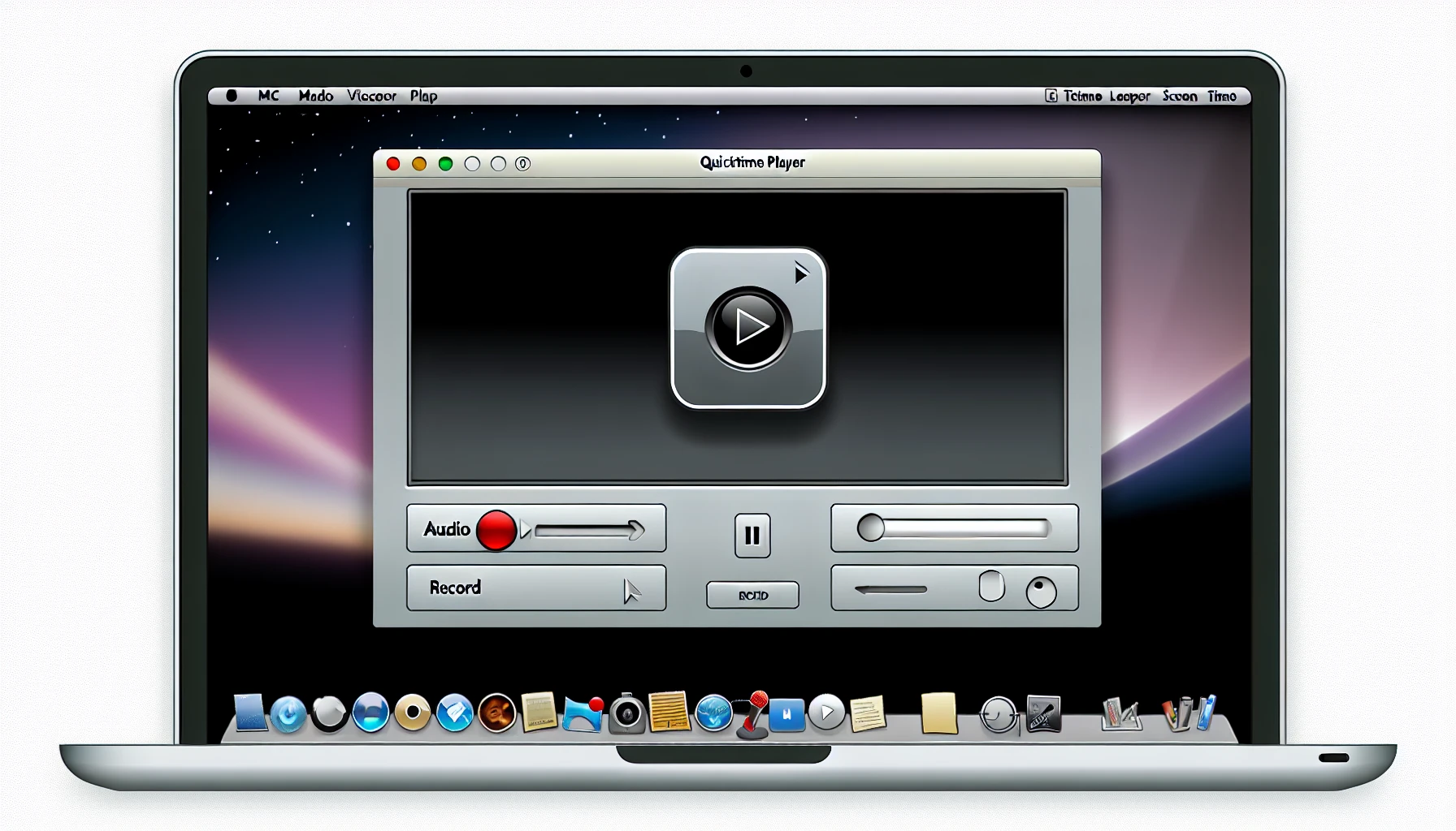 QuickTime Player interface for screen recording