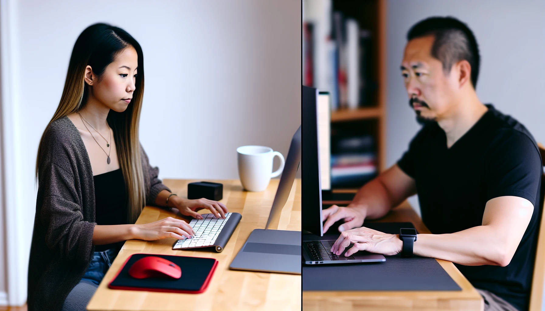 A comparison image featuring a desktop computer and a laptop, highlighting the differences between the two main types of personal computers.