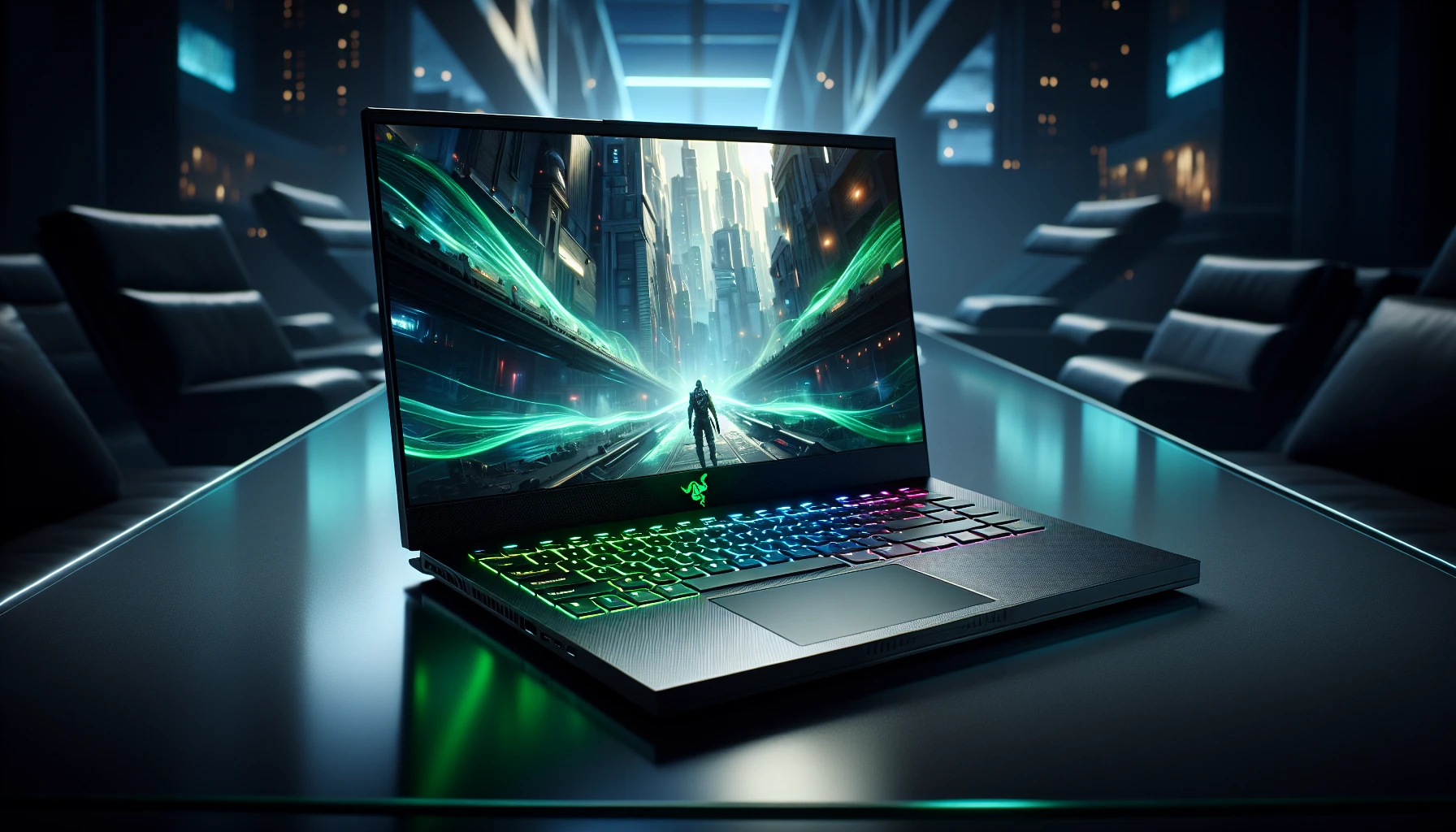 Sleek design of Razer gaming laptop