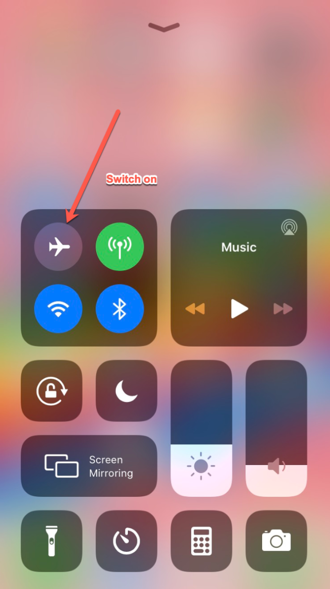 turning airplane mode on iphone