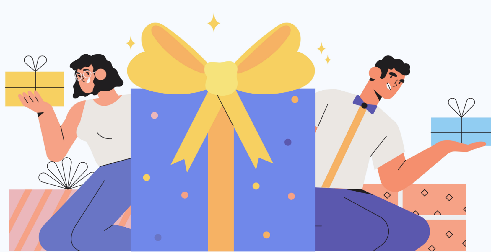 Guide on how to do a giveaway - two people holding presents