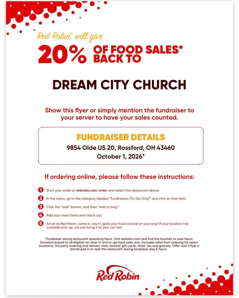 Dream City Church Red Robin’s Fundraiser