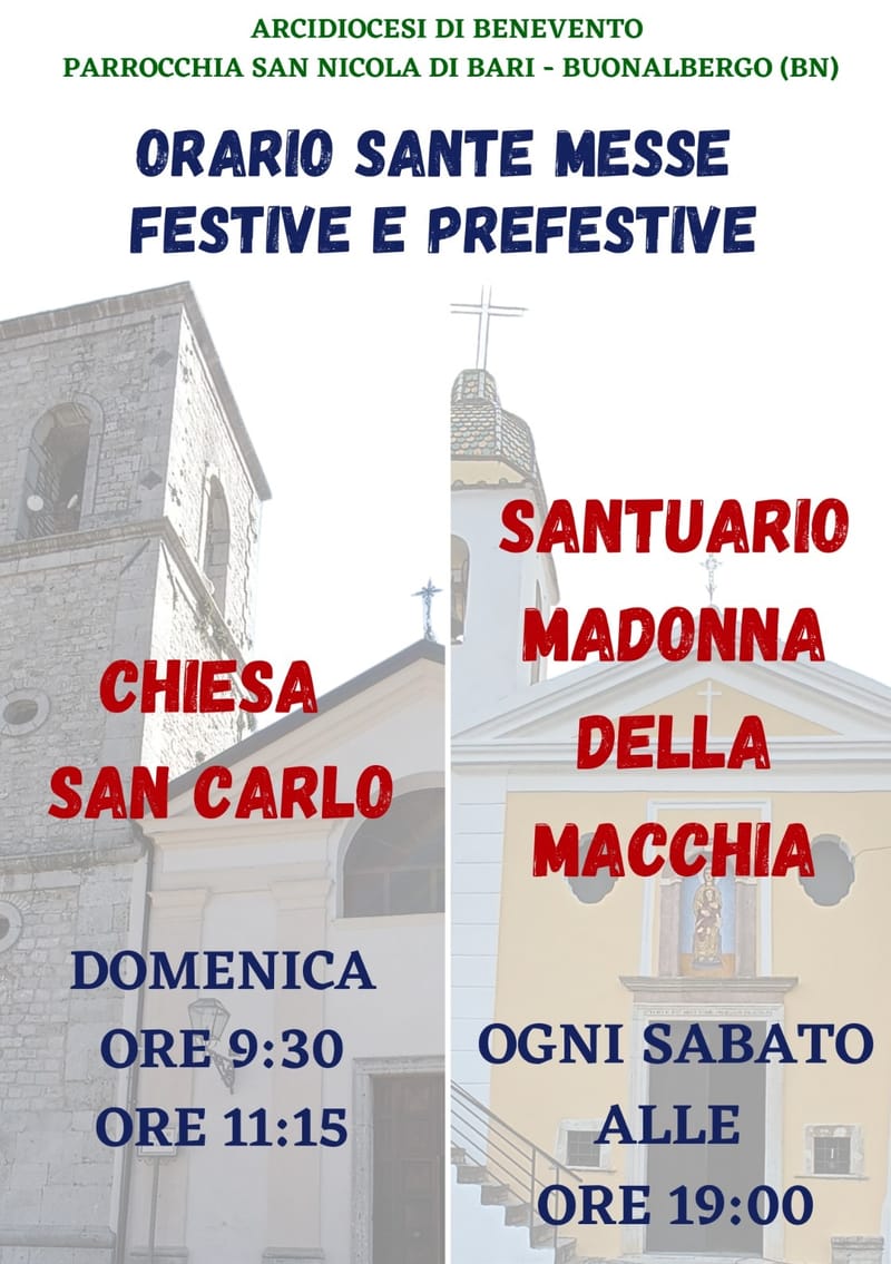 Orari Sante Messe mese di Giugno