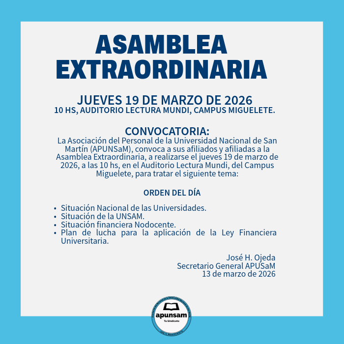 Convocatoria a Asamblea Extraordinaria – APUNSaM