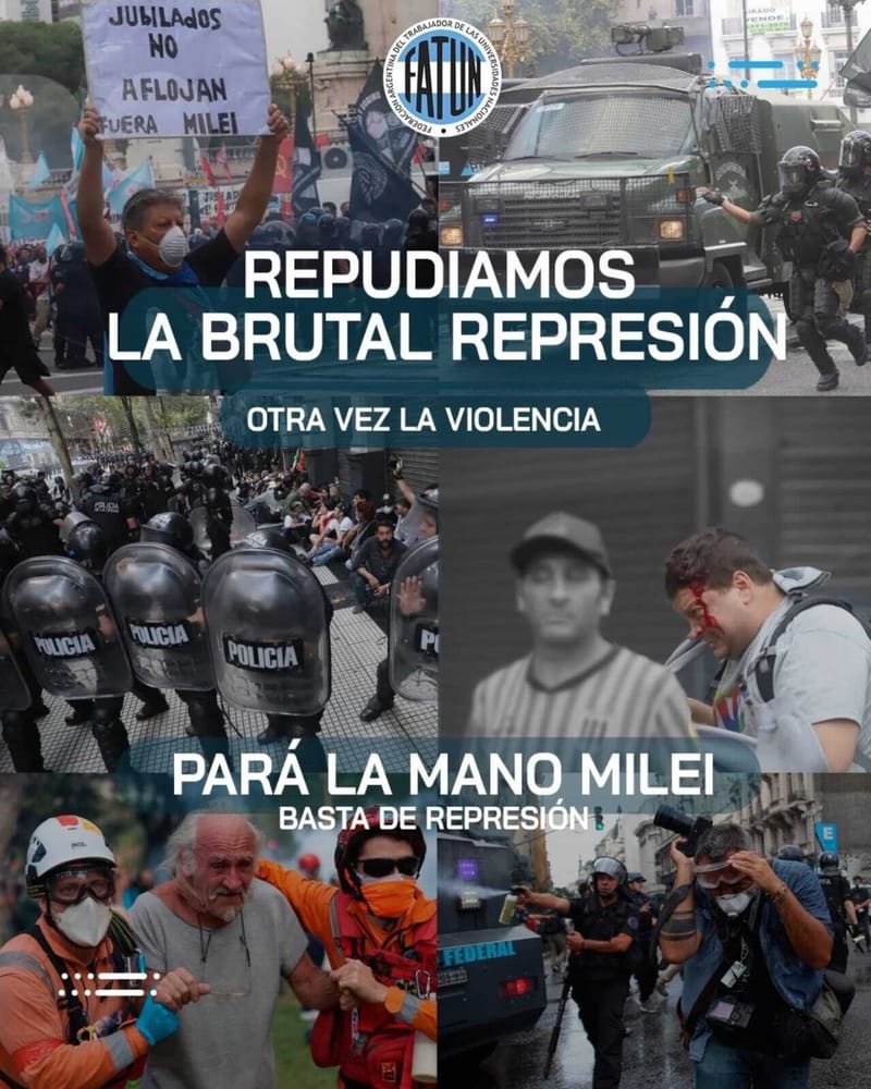 Repudiamos la brutal represión a los jubilados