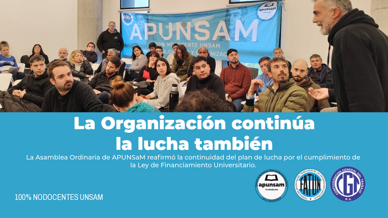 La Asamblea Ordinaria de APUNSaM reafirmó el compromiso de continuar la lucha por la Universidad Pública y los derechos Nodocentes