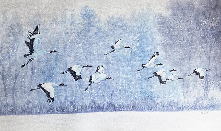 Snow Cranes - SOLD