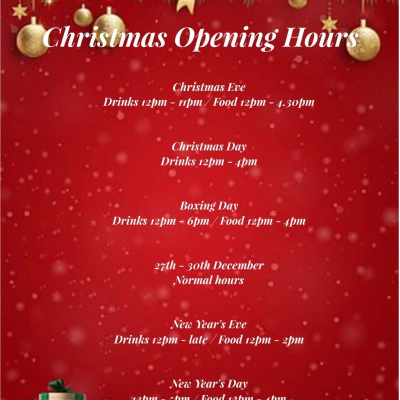 Christmas and New Year Opening Hours