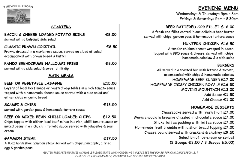 Evening Menu