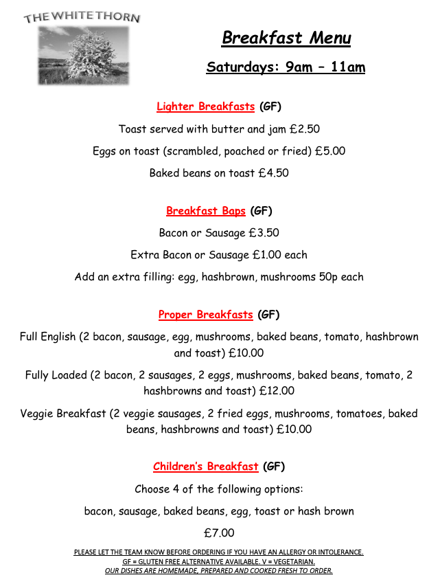 Breakfast Menu