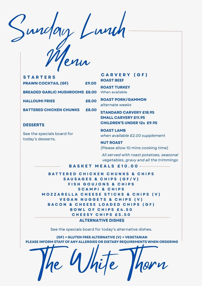 Sunday menu