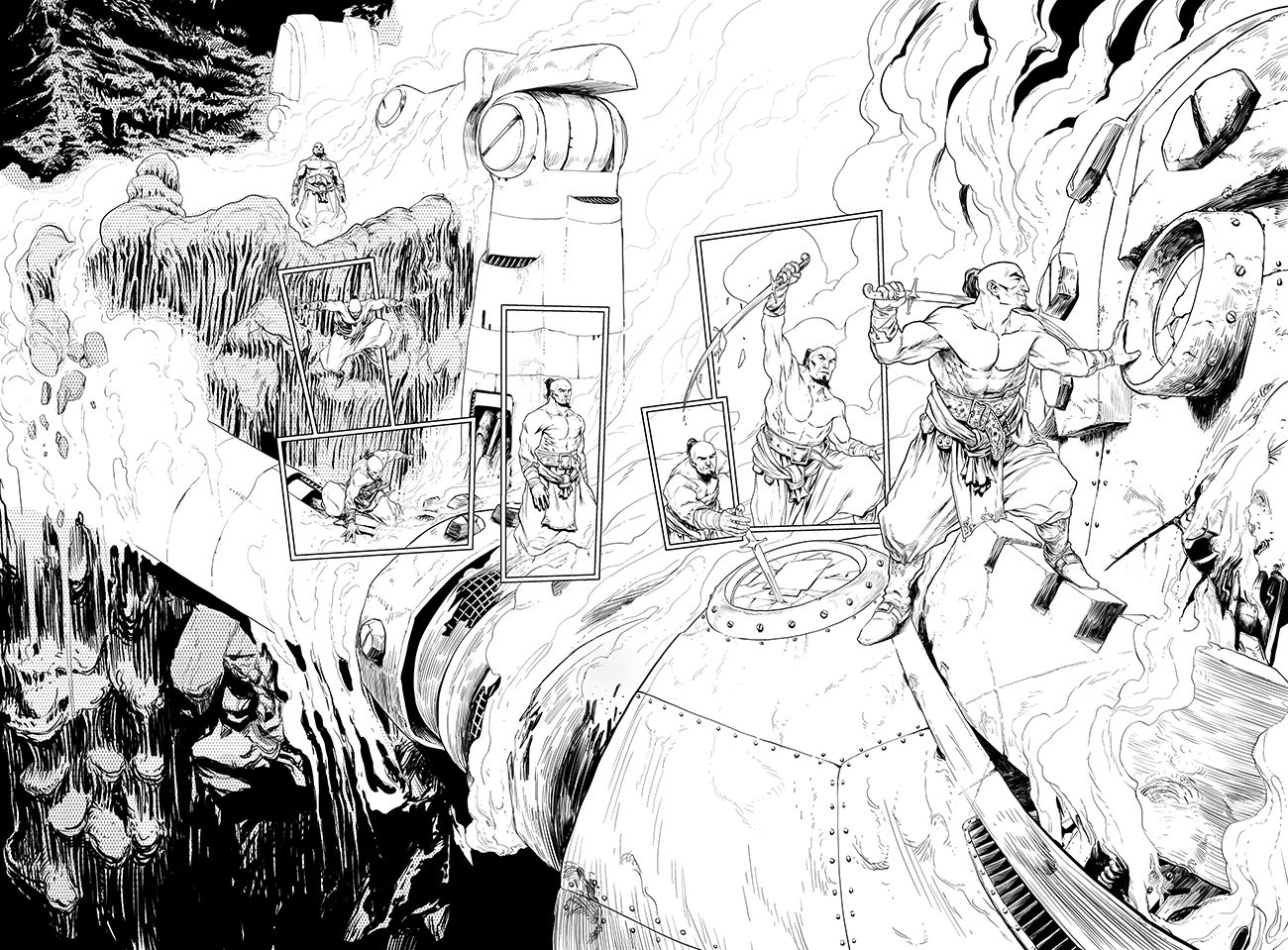 pages from various comics projects