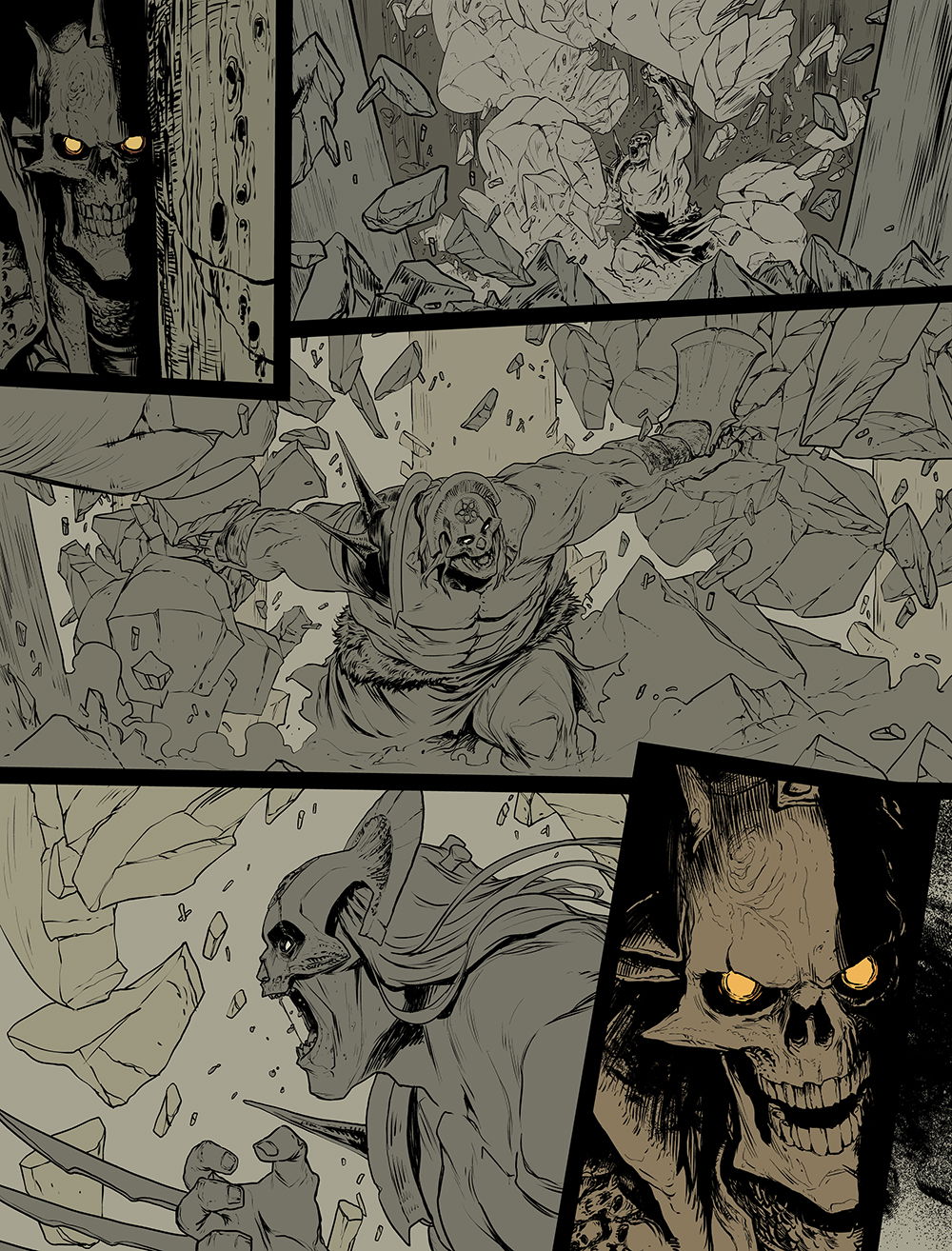 pages from various comics projects