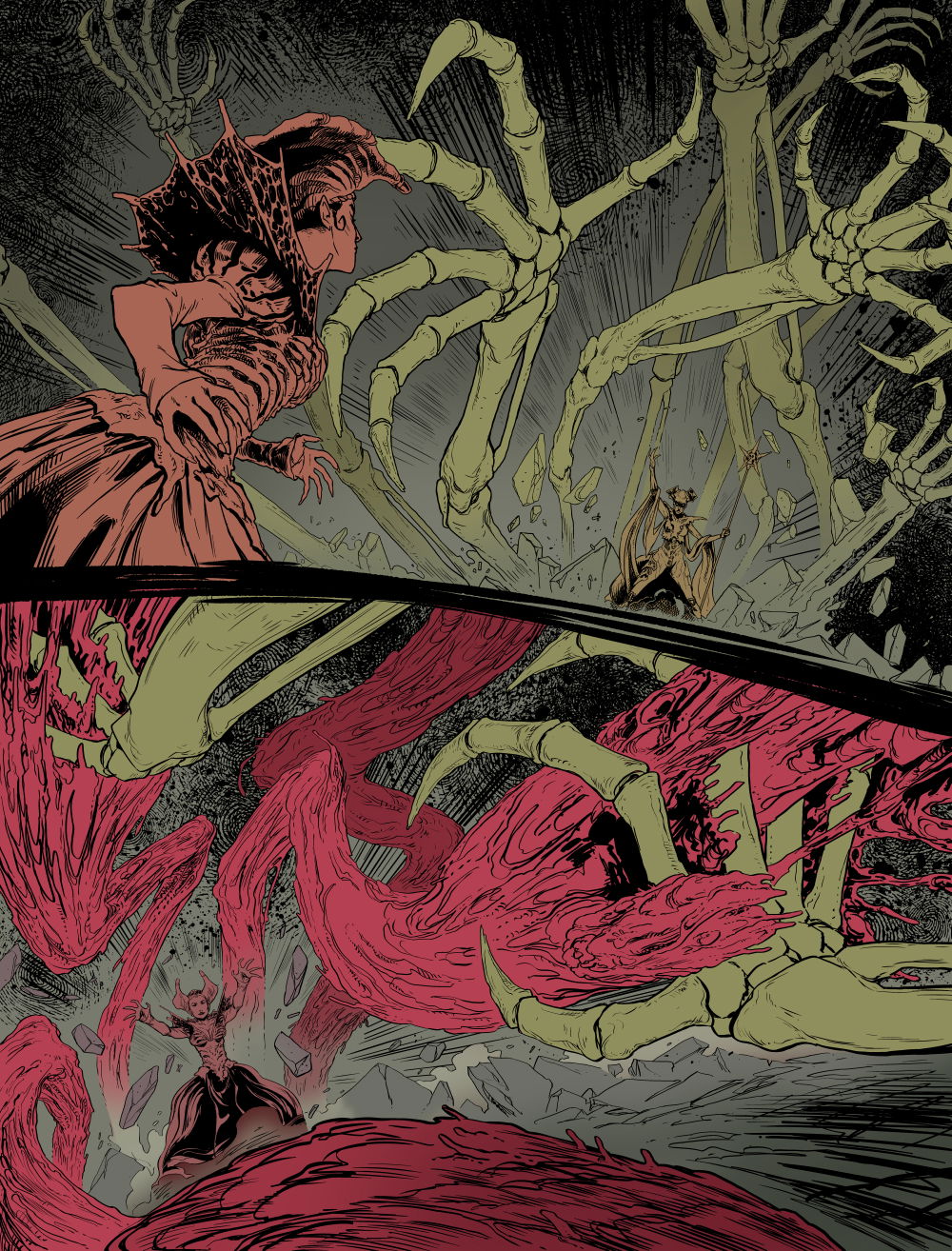 pages from various comics projects