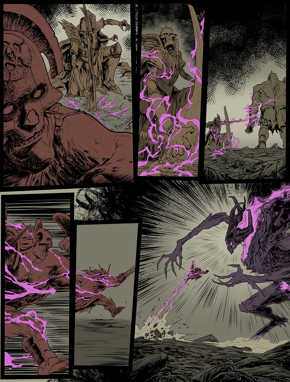 pages from various comics projects