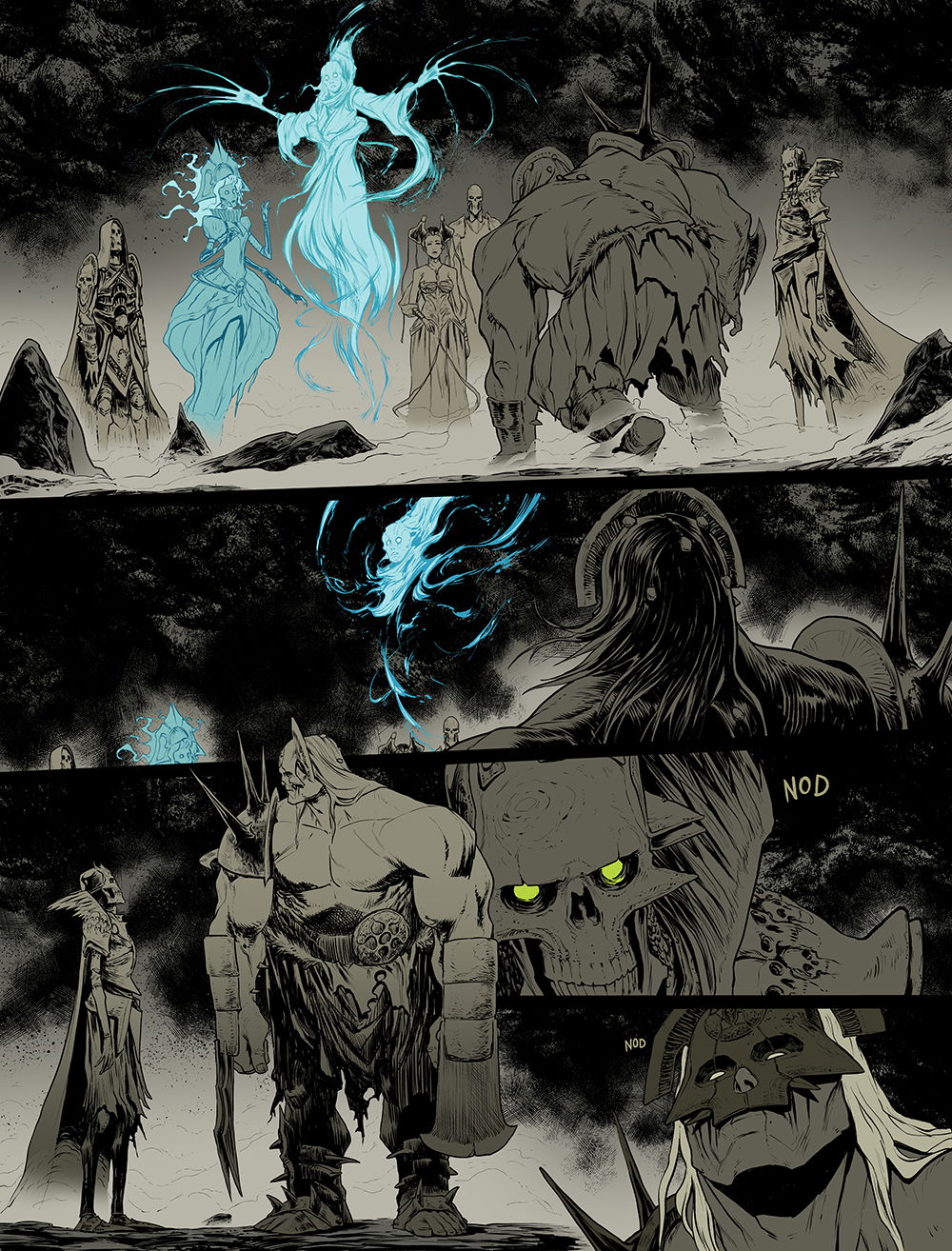 pages from various comics projects