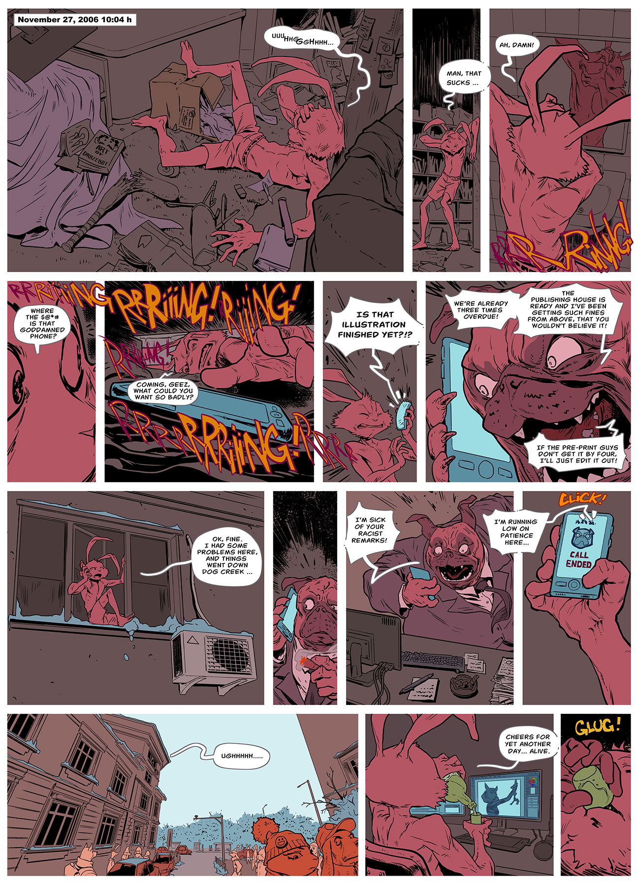 pages from various comics projects