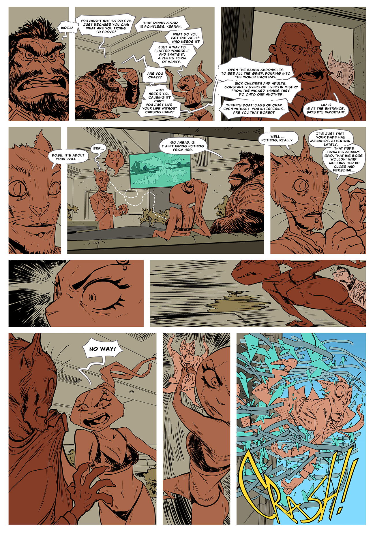 pages from various comics projects