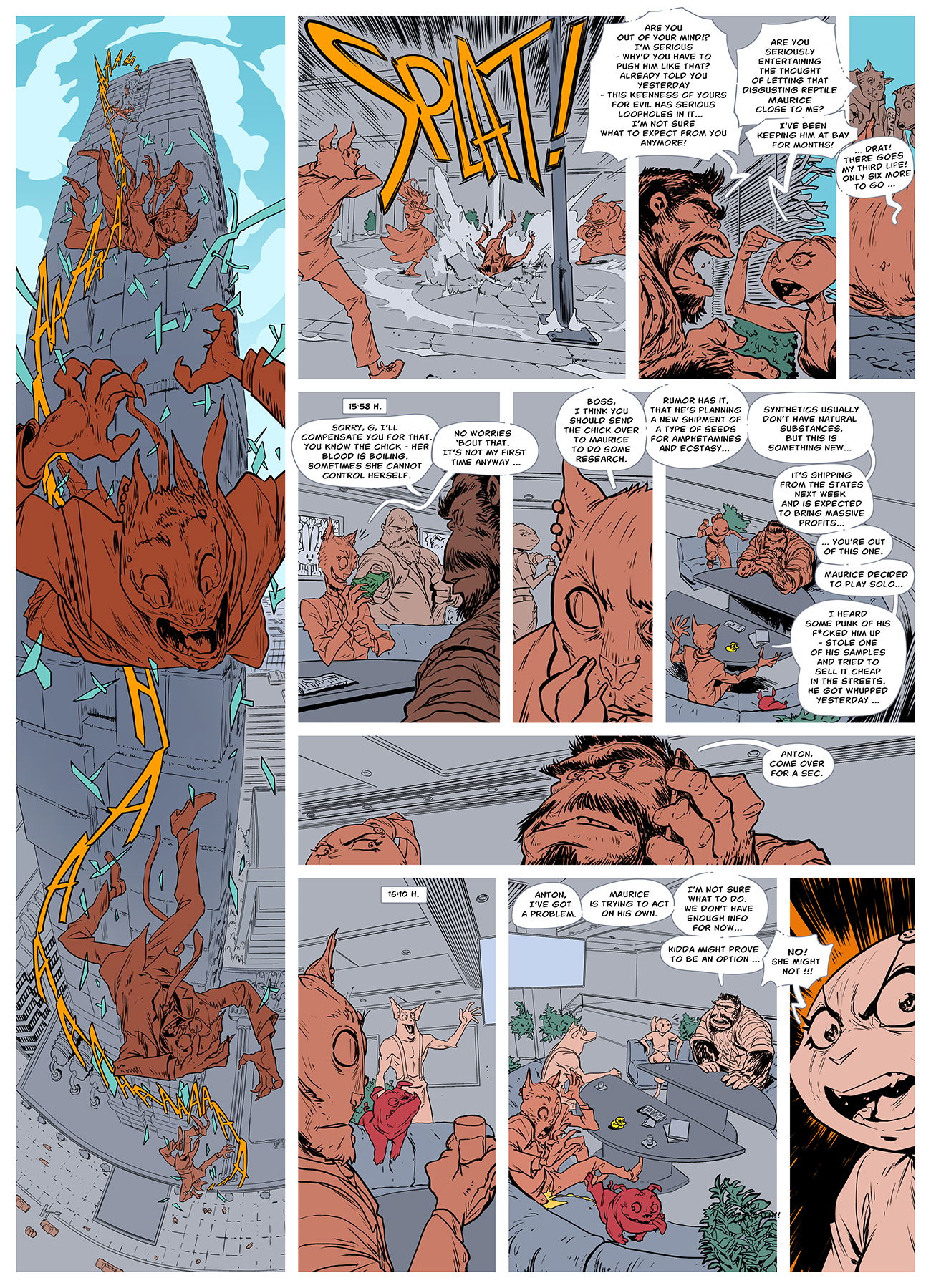 pages from various comics projects