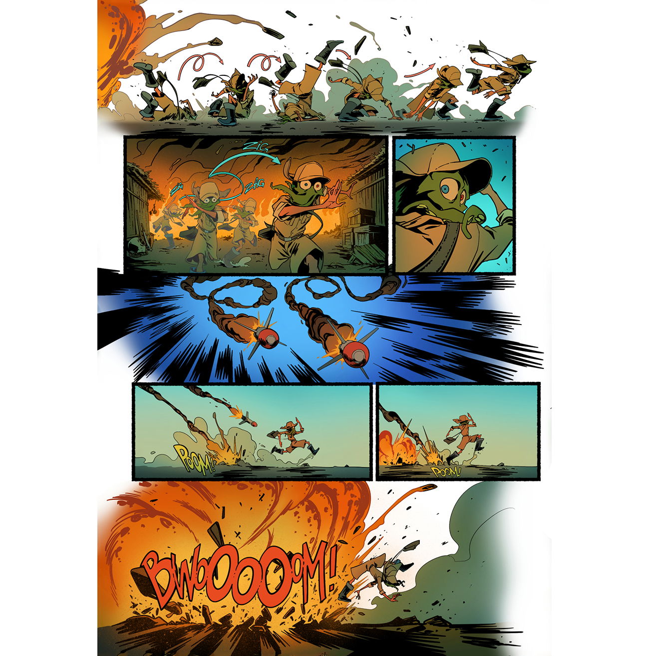 pages from various comics projects