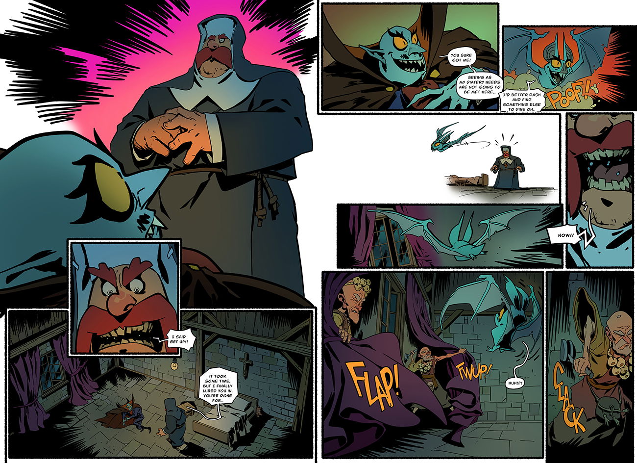 pages from various comics projects