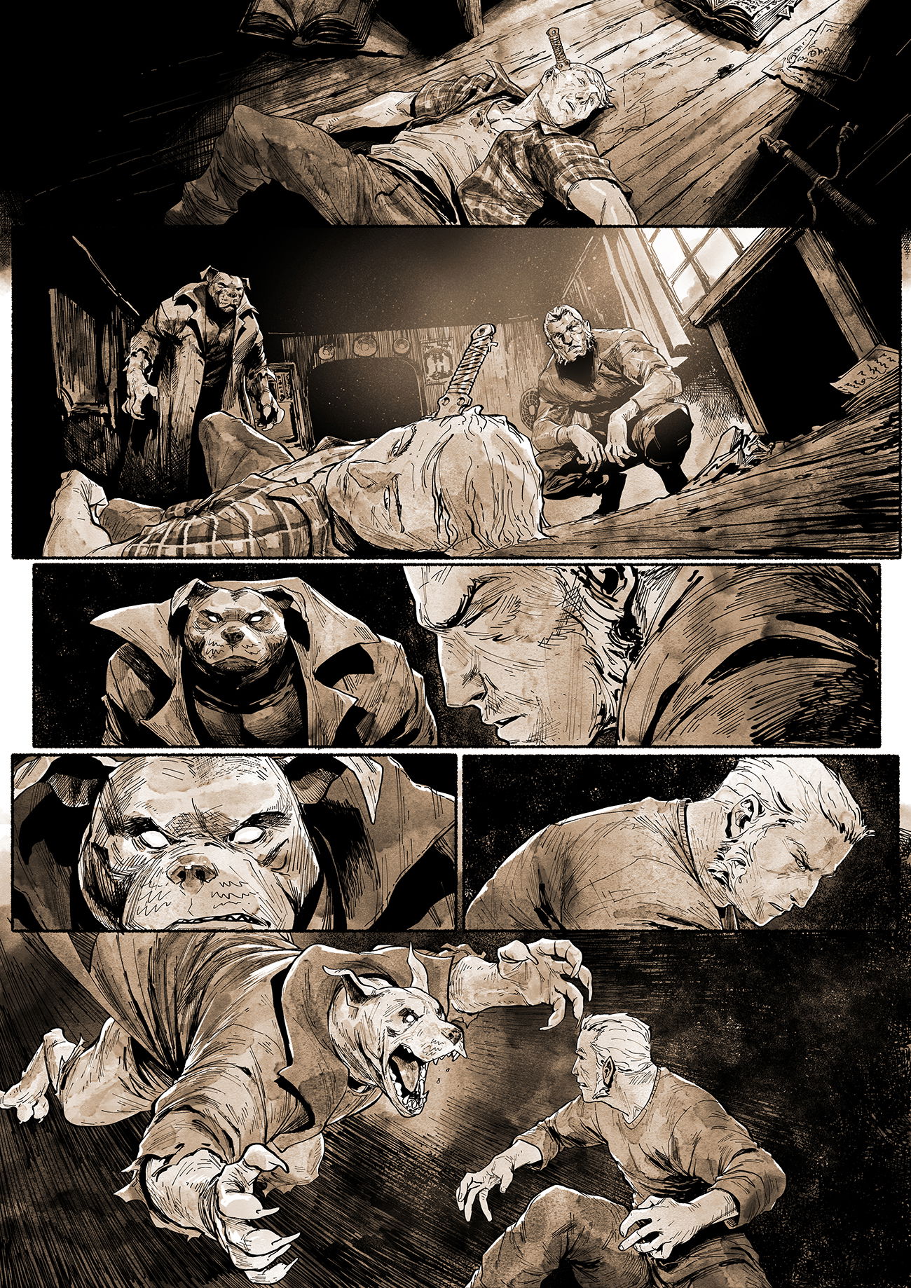 pages from various comics projects