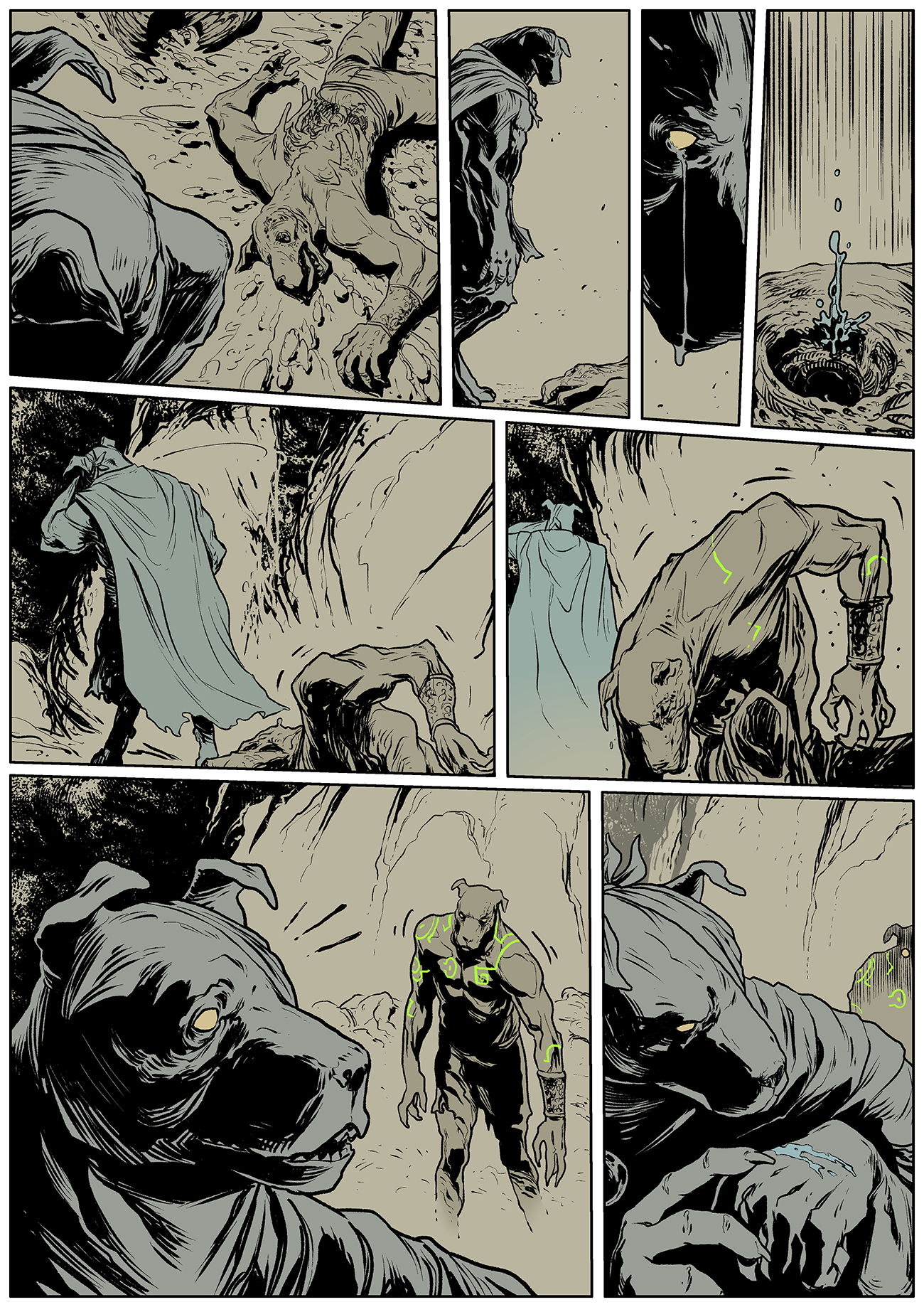 pages from various comics projects